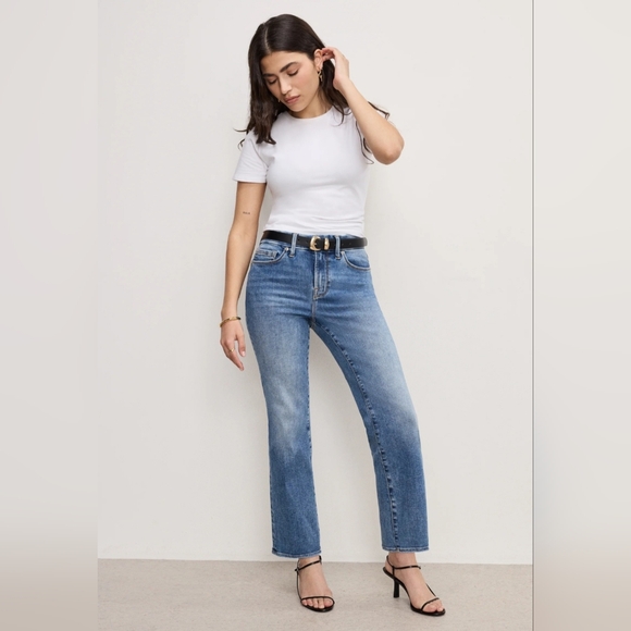Good American Always Fits Good Legs Petite Straight Jeans size 6-12 - Picture 1 of 10